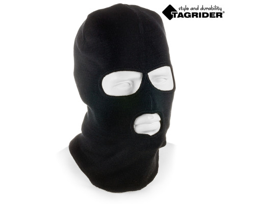 Шапка-маска Tagrider Expedition 3016 3 отверстия вязаная облегченная черная. MASK-3016