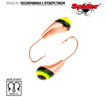 Мормышка W Spider Чесночинка с отверстием (модель 15) р. 1-Cu гальваника с покраской