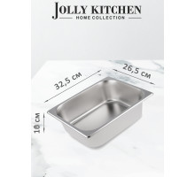 Гастроемкость Jolly Kitchen 1/2 325х265х100 мм нержавеющая сталь Гастроемкость Jolly Kitchen 1/2 325х265х100 мм нерж.сталь