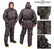 Костюм зимний Fish2Fish Онега -30С 3000 мм/10000 гр.м/м2 мембрана серо-черный урбан 44/46-170/176