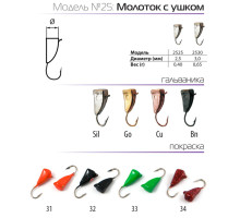 Мормышка W Spider Молоток с ушком (модель 25) 0,40 гр. 31