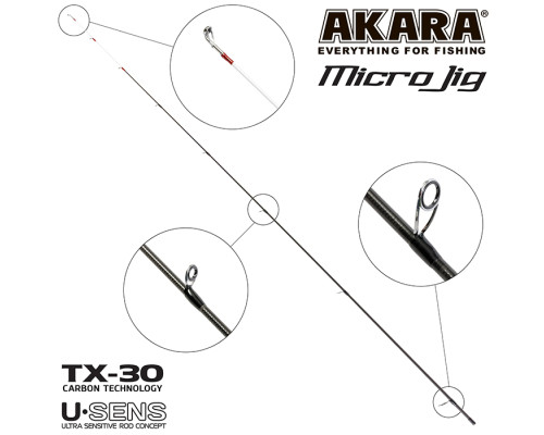 Хлыст угольный для спиннинга Akara SL1003 Micro Jig 702UL-T TX-30 (0,6-8) 2,1 м