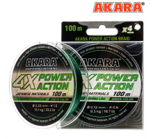 Шнур Akara Power Action X-4 Green 100 м 0,10