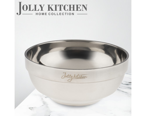 Миска Jolly Kitchen нержавеющая сталь двойные стенки матовый/глянец диам. 15 см