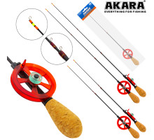 Удочка зимняя Akara Leader F 535 с катушкой Red (хлыст Hi Carbon teleskop 2 составной) 2C-R