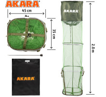 Садок Akara 3 секции 35x45 прорезиненная сетка со штырем L200 в сумке