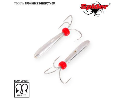Мормышка W Spider Тройник (модель 30) 4,2 мм 1,80 гр. Sil c бисером