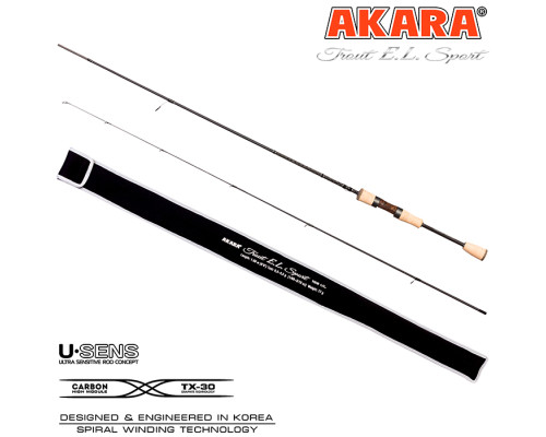 Спиннинг штекерный угольный Akara Trout E.L Sport UL (0,5-4,5) 1,98 м с разнесенной ручкой TELS-198UL