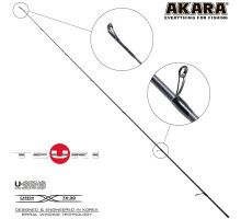 Хлыст угольный для спиннинга Akara Teuri S662ML (5,5-17,5) 1,98 м