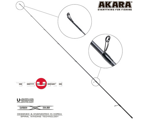 Хлыст угольный для спиннинга Akara Teuri S702ML (5,5-17,5) 2,1 м