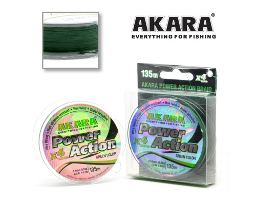Шнур Akara Power Action X-4 Green 135 м 0,12