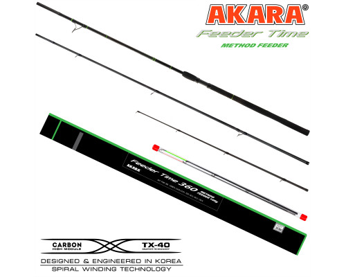 Удилище штекерное угольное фидерное 3 колена Akara Feeder Time Method Feeder TX-40 (60-80-100) (60-80-100) 3,9м