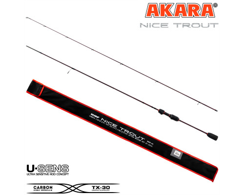Спиннинг штекерный угольный 2 колена Akara NICE TROUT UL (0,5-2,5) 1,98м