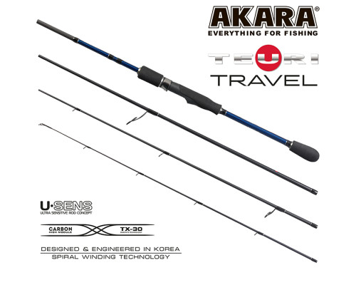 Спиннинг штекерный угольный 4 колена Akara Teuri Travel L-M ATT-228L