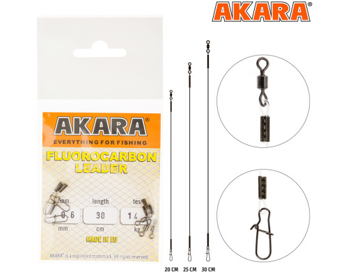 Поводок Akara Fluorocarbon Leader 11 кг 25 см
