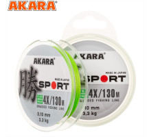 Шнур Akara Sport X-4 Fluo Green 130 м 0,10