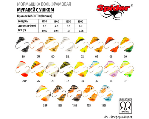 Мормышка W Spider Муравей с ушком (модель 13) 0,40 гр. 10