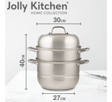 Мантоварка - пароварка Jolly Kitchen три яруса диаметр 30 см нержавеющая сталь