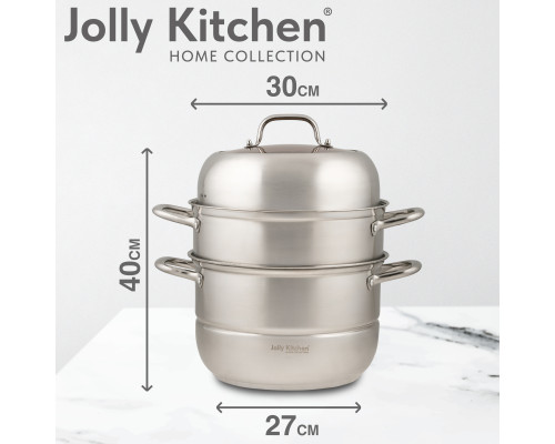 Мантоварка - пароварка Jolly Kitchen три яруса диаметр 30 см нержавеющая сталь