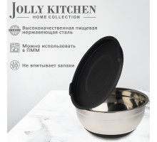 Миска Jolly Kitchen нержавеющая сталь 0,35мм с пл.крышкой черная диам. 24 см