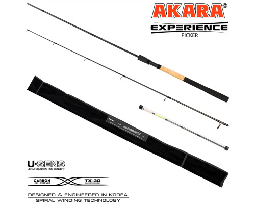Удилище штекерное угольное фидерное 3 колена Akara Experience Picker TX-30 (10-20-30) сменный хлыст AEP138/50-240
