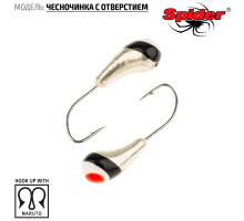 Мормышка W Spider Чесночинка с отверстием (модель 15) р. 1-Sil гальваника с покраской