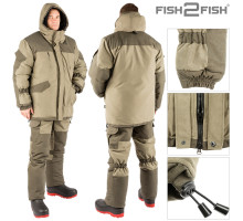 Костюм зимний Fish2Fish Горка -30С 3000 мм/10000 гр.м/м2 мембрана хаки 44/46-170/176