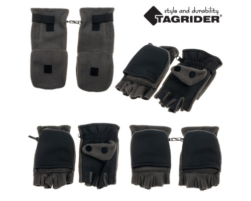 Рукавицы-перчатки Tagrider 0913-15 беспалые неопреновые флис темный графит 15-XL