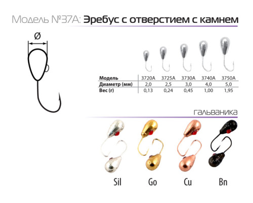 Мормышка W Spider Эребус с отверстием с камнем (модель 37) амнем