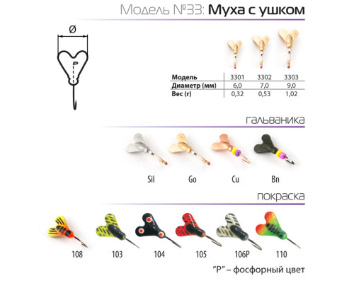 Мормышка W Spider Муха с ушком (модель 33) 0,32 гр. Bn