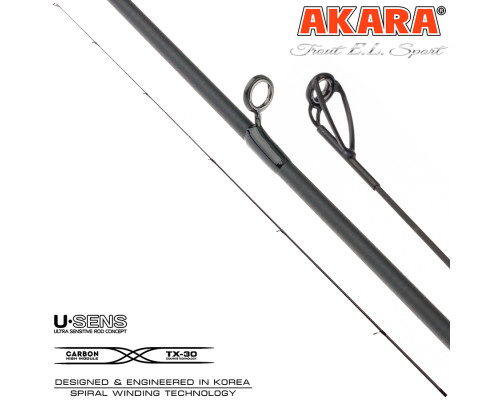 Хлыст угольный для спиннинга Akara Trout E.L Sport UL (0,5-4,5) 1,98 м с разнесенной ручкой