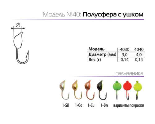 Мормышка W Spider Полусфера с ушком (модель 40) гр. 1-BN гальваника с покраской