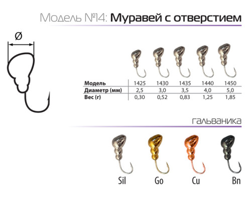 Мормышка W Spider Муравей (модель 14) 0,52 гр. Go