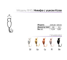 Мормышка W Spider Нимфа с ушком коза (модель 45) 0,24 гр. BN