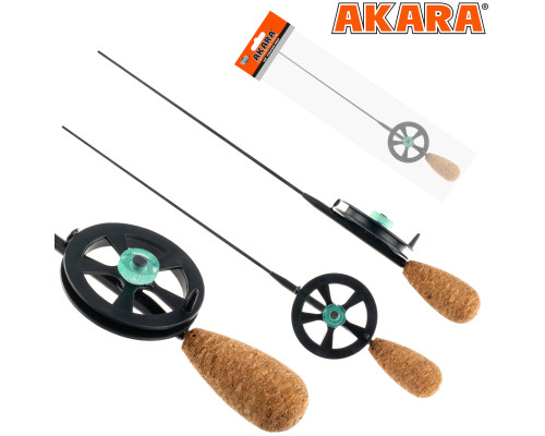 Удочка зимняя Akara Leader N с катушкой под кивок (хлыст Hi Carbon fast) пробковая ручка HFTC-BLN