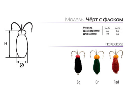 Мормышка W Spider Черт с Флоком (модель 02) 10 мм Bl