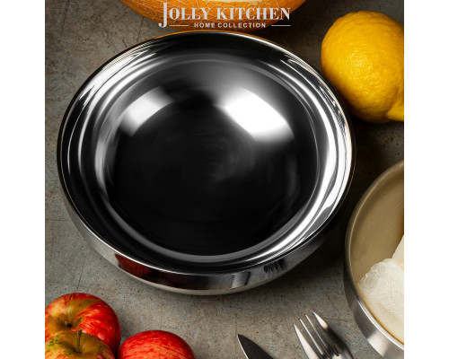 Миска Jolly Kitchen нержавеющая сталь двойные стенки глянцевая диам. 19,5 см