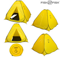 Палатка зимняя Fish 2 Fish автомат 2,0х2,0х1,5 м дно на молнии желтая A200-YBZ
