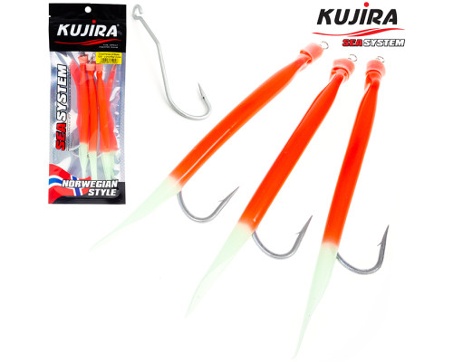 Снасточка морская Kujira Gummi Makk 12/0 Lumo+Red (3 шт)