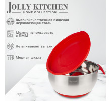 Миска Jolly Kitchen нержавеющая сталь 0,5 мм с ручкой красная диам. 20 см