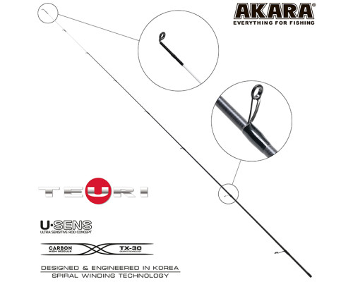 Хлыст угольный для спиннинга Akara Teuri S702UL (0,6-7) 2,1 м