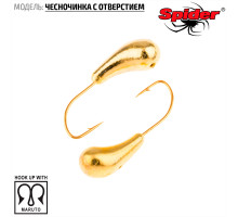 Мормышка W Spider Чесночинка с отверстием (модель 15) р. Go с кембр.