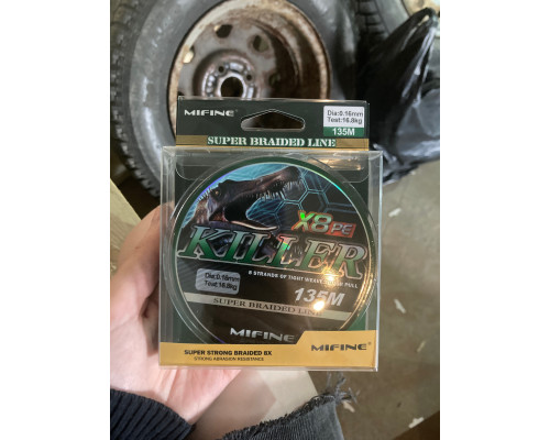 плет. шнур /MIFINE/ KILLER X8PE 135м 0,16 (зеленый) 16,8кг. 50004-16