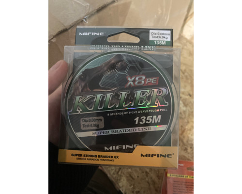 плет. шнур /MIFINE/ KILLER X8PE 135м 0,08 (зеленый) 6,9кг. 50004-08
