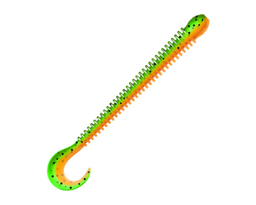 Приманка ZUB-WORM-ZANDER 135мм(5,3")-5шт, (цвет 022) зеленый верх -оранжевый низ