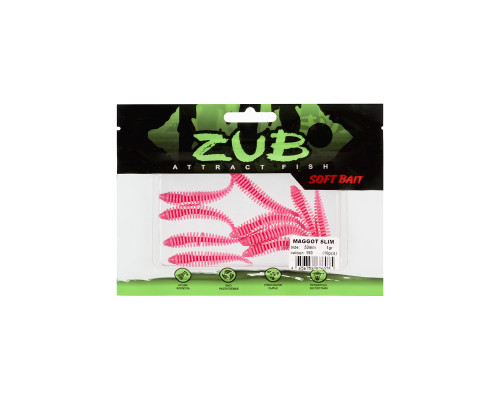 Приманка ZUB-MAGGOT SLIM 50мм(2")-10шт, (цвет 150) розовый