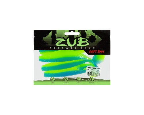 Приманка ZUB-PROVOCATOR 123мм(4,8")-5шт, (цвет 020) синий верх - желтый низ