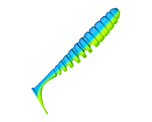 Приманка ZUB-SHAD 75мм(3")-6шт, (цвет 020) синий верх - желтый низ