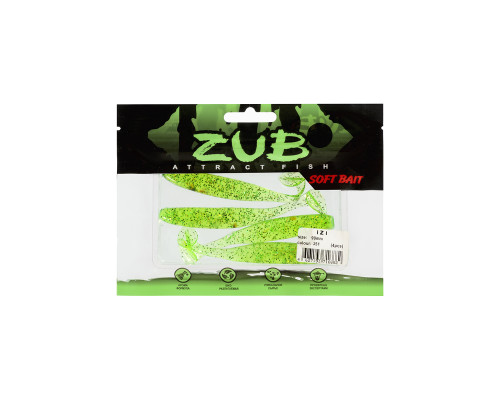 Приманка ZUB-IZI  99мм(4")-4шт, (цвет 351) шартрез с блестками