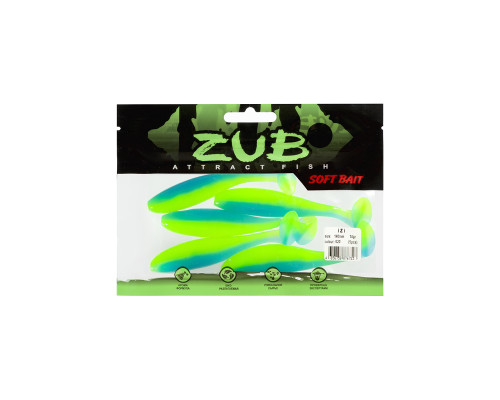 Приманка ZUB-IZI 140мм(5,5")-5шт, (цвет 020) синий верх - желтый низ